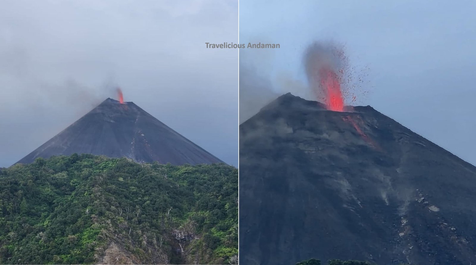 Barren Island volcano erupting in July 2025 – Andaman Islands, India